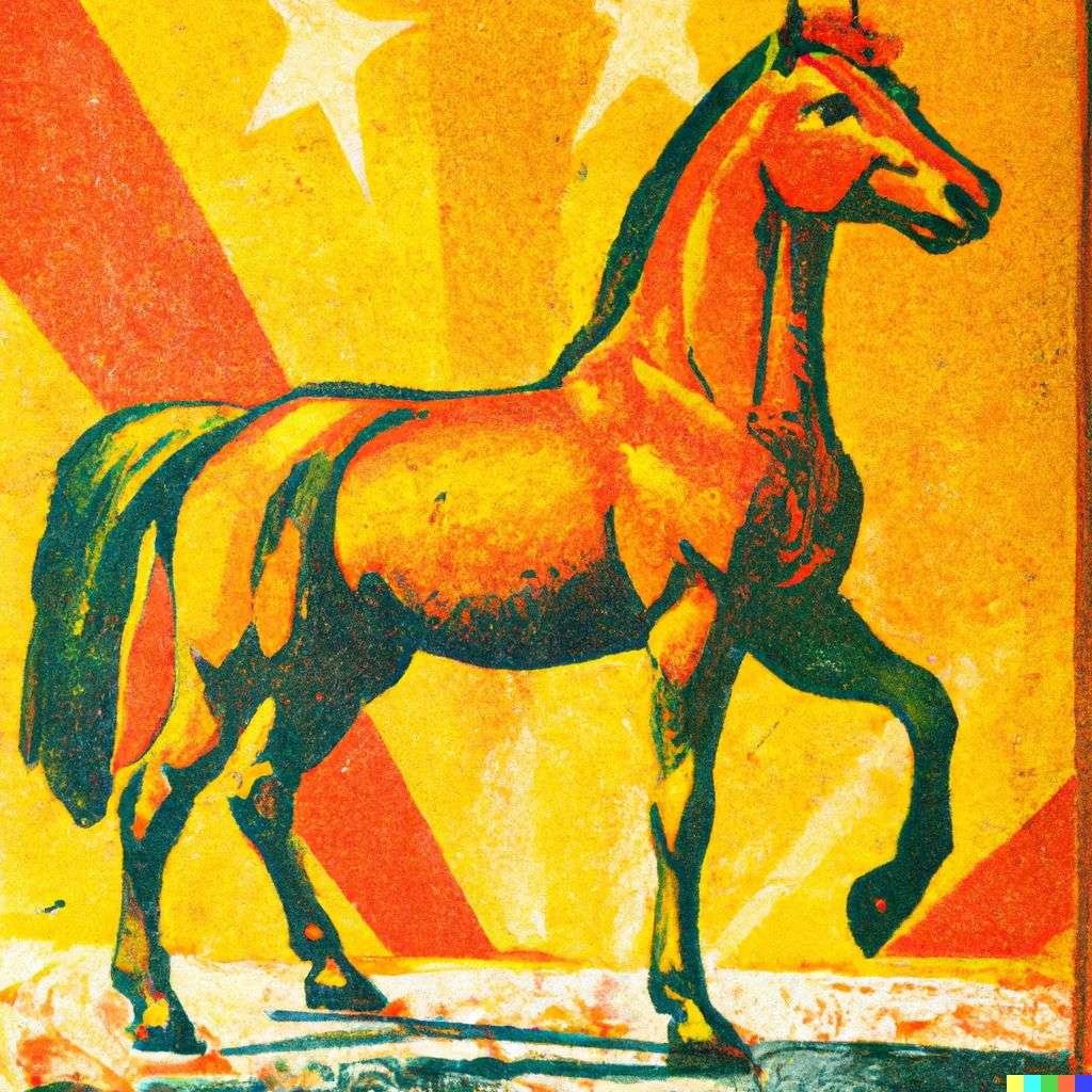 a horse, Soviet poster